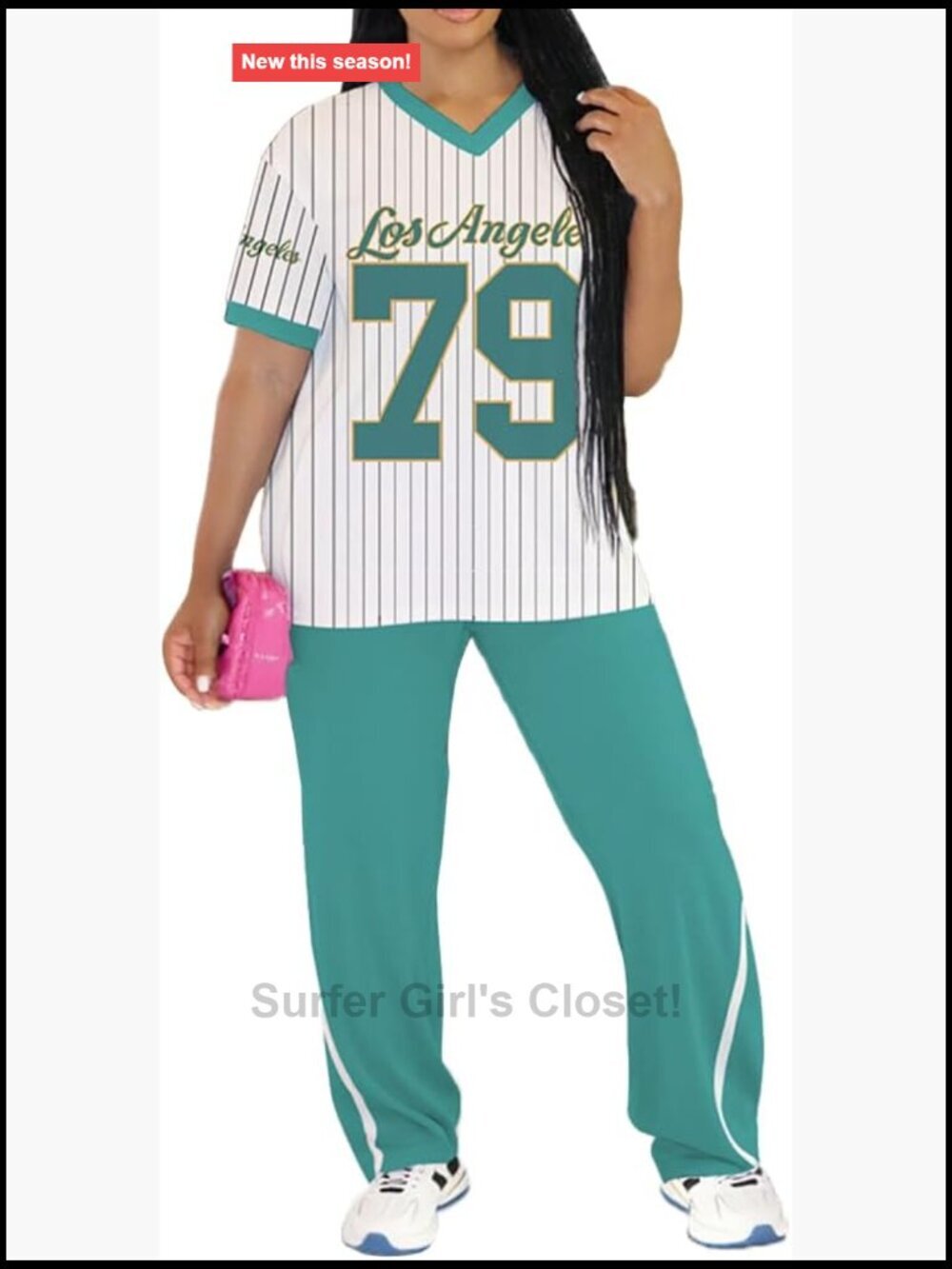 2 Piece Set Summer Casual Jersey Shirt and High Waisted Pants